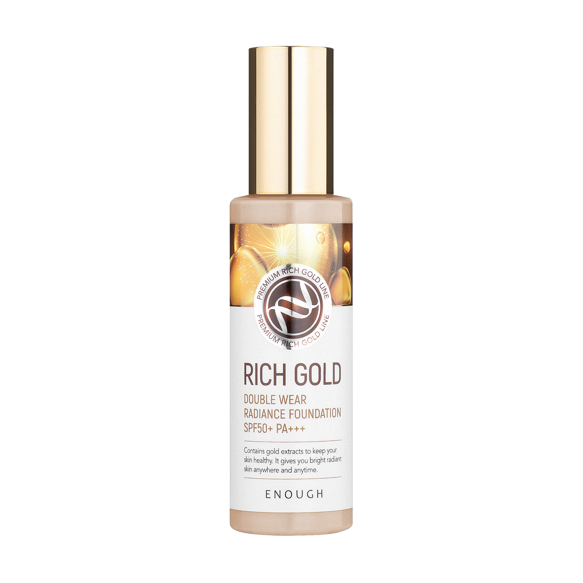 Сяюча тональна основа для обличчя Enough Rich Gold Double Wear Radiance Foundation SPF 50+ PA+++ з екстрактом золота, тон 13, 100 мл